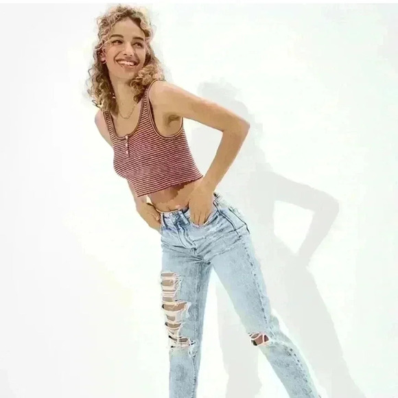 American Eagle Henley Crop Tank Top Small Super Comfy - Picture 5 of 9